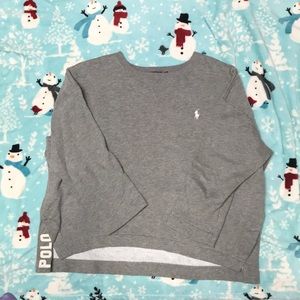 GREY POLO OVERSIZED 3/4 SLEEVE CREW NECK